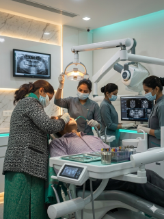 Patient receiving advanced cosmetic dentistry smile makeover at Saraswati Dental Clinic